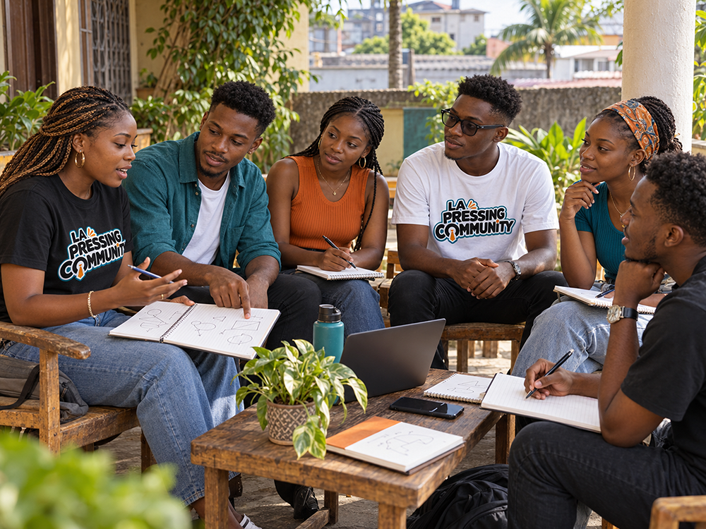 Discussion entre jeunes dans une cour